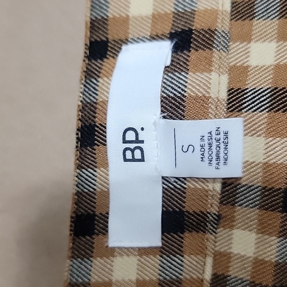 BP Size S Black Tan Cream Plaid Faux Wrap Button Front Mini Skirt, NEW with Tag - Picture 10 of 11